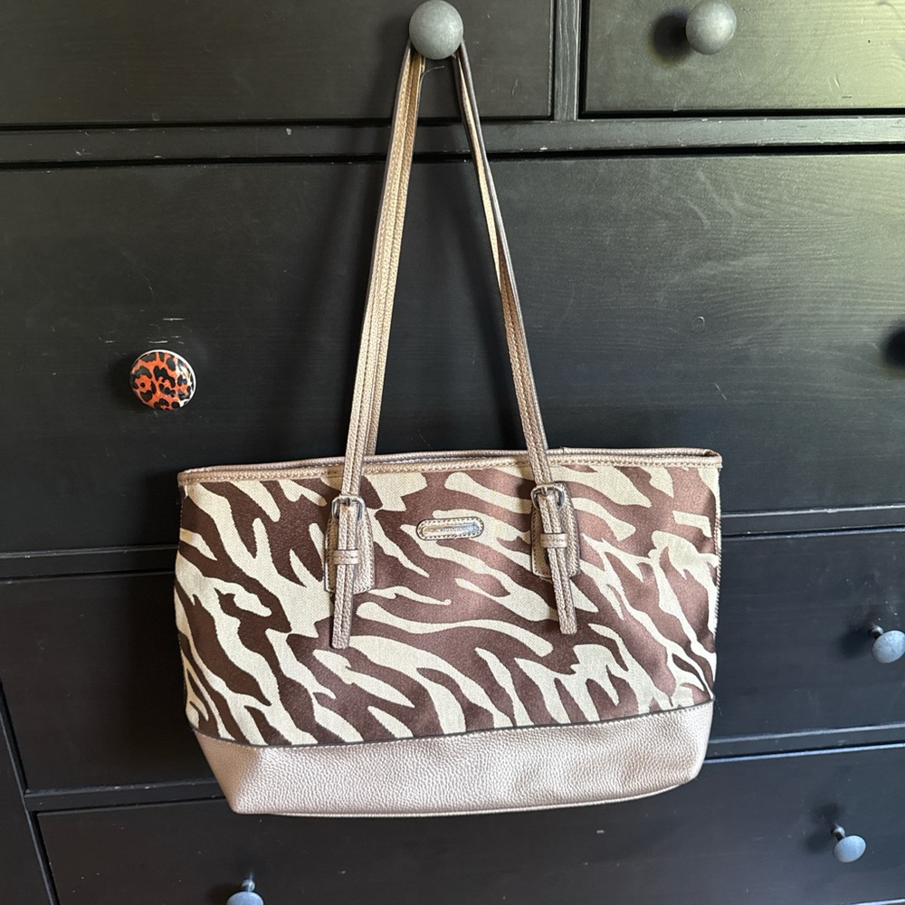 Dana Buchman Brown Zebra Print Purse